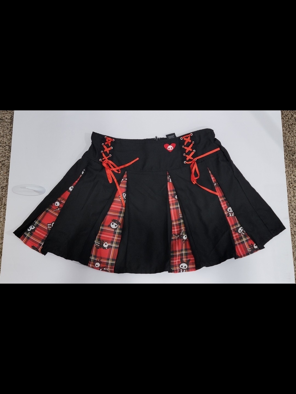 Hot Topic Skelanimals Plaid Contrast Pleated Skirt